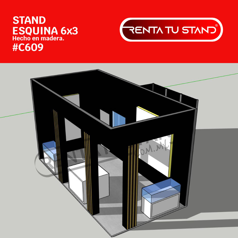 Stand hecho en madera, formato esquina 6x3 #609