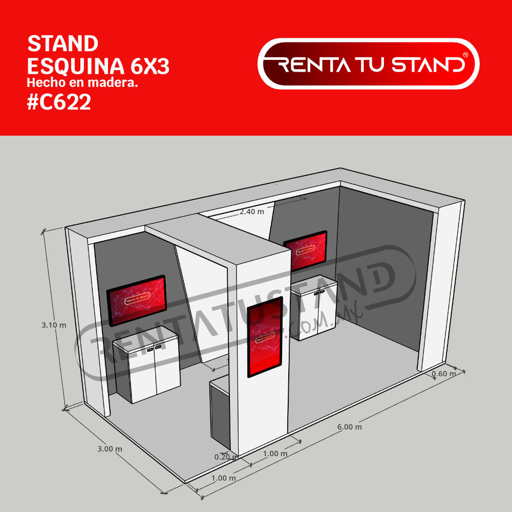 Stand esquina, hecho en madera 6x3 #C622
