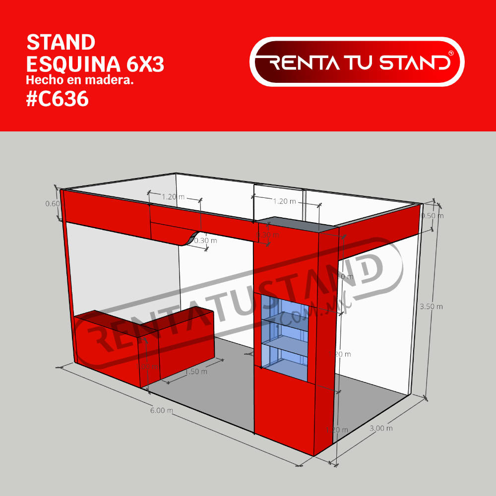 STAND 6X3 ESQUINA EN MADERA #C636
