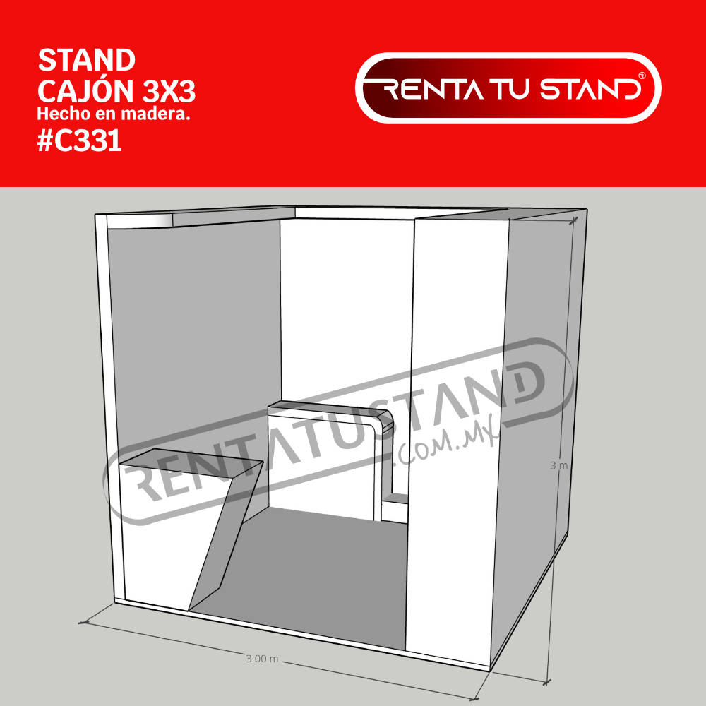 Stand 3x3 cajon hecho en madera. #C331