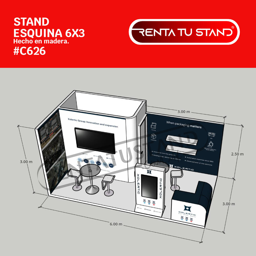 Stand 6x3 esquina en madera #626