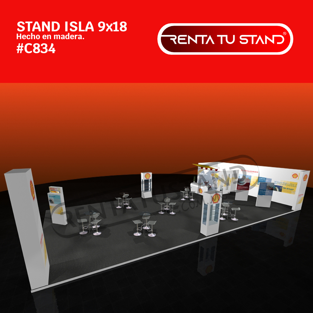 Stand 9x18 isla C834 hecho en madera.