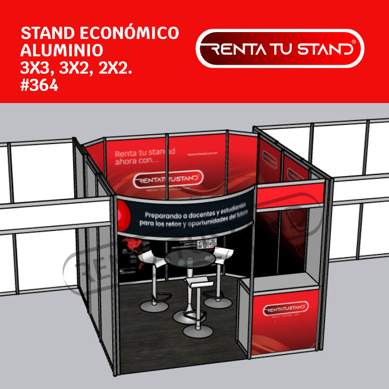 Stand economico de aluminio. 3x3, 3x2, 2x2. Impresion de mamparas.